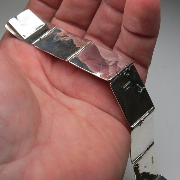 *925 Sterling Silver Malakite Bracelet - Picture 4 of 7